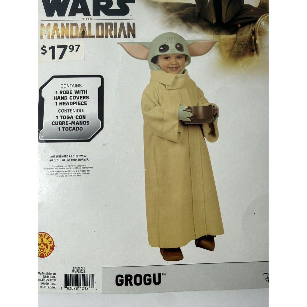 Star Wars Grogu Mandalorian Child Baby Yoda Toddler 3-4T Halloween Costume - Picture 2 of 6